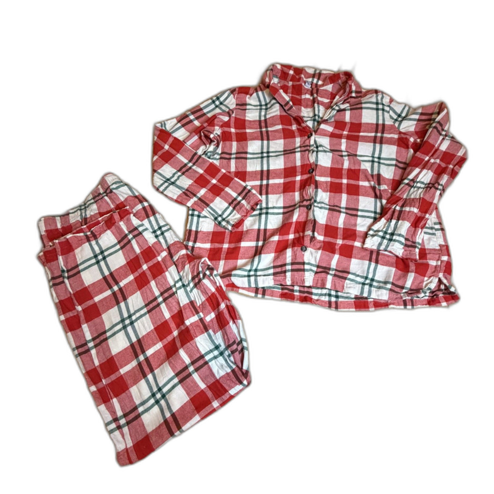 Old Navy Red Plaid 2 Piece Pajama Set Size XL
